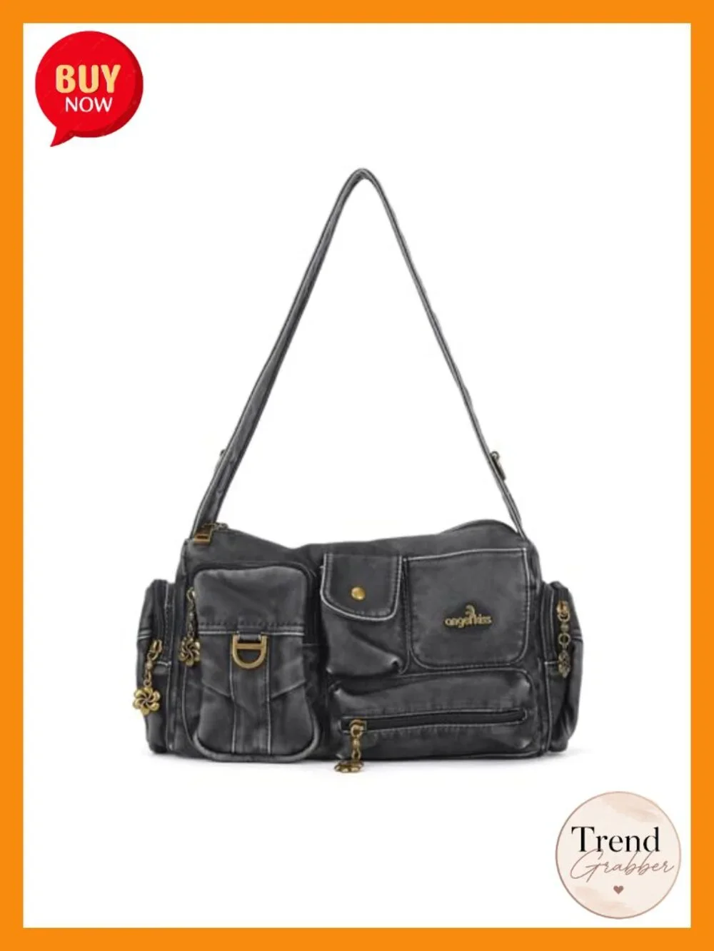 Vintage Hobo Shoulder Bag Crossbody with Adjustable Strap, Faux Leather 7